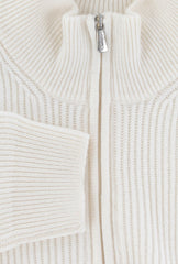 $1500 Mandelli Cream Cashmere Crewneck Jacket - (MM918241) - Parent