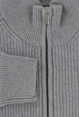 $1500 Mandelli Gray Cashmere Crewneck Jacket - (MM918243) - Parent