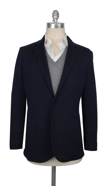 $2400 Mandelli Navy Blue Wool Blend Solid Sportcoat - (MM1125251) - Parent