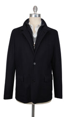 $4525 Mandelli Dark Blue Cashmere Blend Solid Jacket - (MM1028258) - Parent