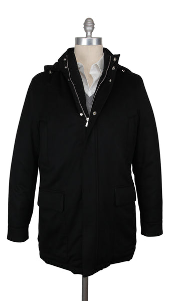 $5175 Mandelli Black Cashmere Solid Coat - (MM10282514) - Parent