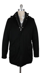 $5175 Mandelli Black Cashmere Solid Coat - 42/52 - (MM10282514)
