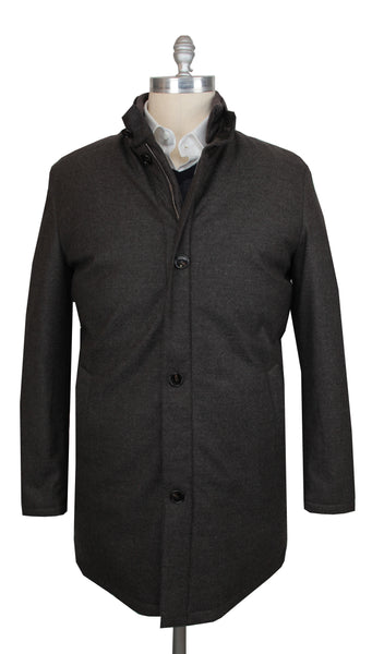 $3400 Mandelli Brown Wool Blend Solid Coat - (MM221262) - Parent