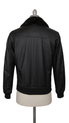 $6775 Mandelli Black Leather Solid Jacket - (MM1016251) - Parent