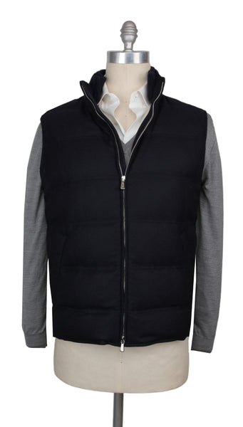 $2650 Mandelli Dark Blue Wool Blend Solid Jacket Vest - (MM1113255) - Parent