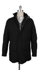 $5100 Mandelli Black Silk Solid Coat - 44/54 - (MM1113252)