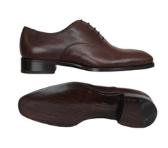 $925 Max Verre Brown Leather Wholecut Oxford Shoes - (MV59261) - Parent