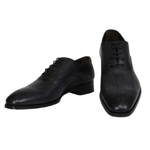 Max Verre Dark Gray Plain Toe Oxford Shoes
