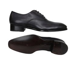 $925 Max Verre Dark Gray Leather Plain Toe Oxford Shoes - (MV59263) - Parent
