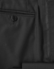 $1200 Principe d'Eleganza Black Solid Wool Tuxedo Pants - Slim - (PE417241) - Parent