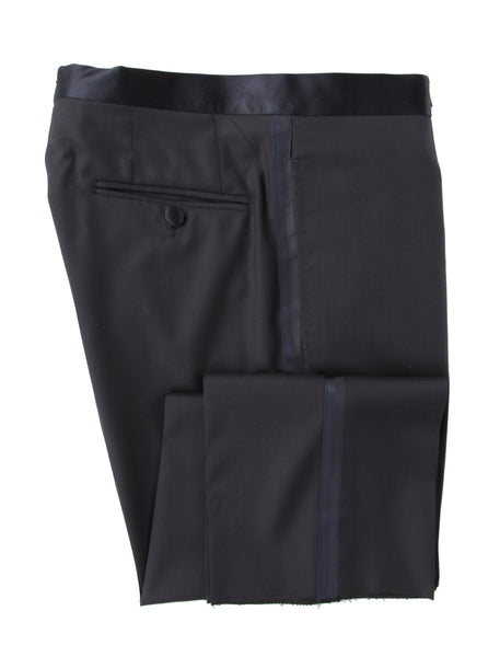 $1200 Principe d'Eleganza Dark Blue Solid Wool Tuxedo Pants - Slim - (PE417242) - Parent