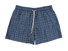 $300 Roda Dark Blue Fancy Swim Shorts - Slim - Large - (RD529241)