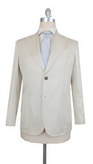 $3600 Sartorio Napoli Cream Cotton Solid Suit - 36/46 - (SA6252510)