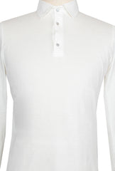 $675 Sartorio Napoli White Solid Piqué Polo - (SA429261) - Parent