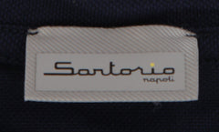 $675 Sartorio Napoli Dark Blue Solid Cotton Polo - (SA415261) - Parent