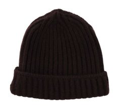 $475 Sartorio Napoli Dark Brown Solid Cashmere Beanie - Large - (SA617234)
