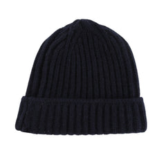 $475 Sartorio Napoli Dark Blue Solid Cashmere Beanie - (SA617235) - Parent