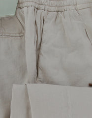 $600 Sartorio Napoli Beige Solid Linen Blend Pants - Slim - (SA613242) - Parent
