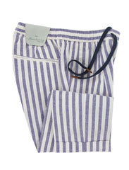 $625 Sartorio Napoli Blue Striped Cotton Blend Pants - Slim - 31/47 - (SA821256)