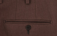 $825 Sartorio Napoli Brown Solid Linen Pants - Slim - (SA821255) - Parent