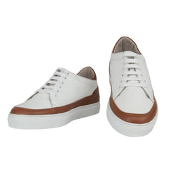 $575 Sartorio Napoli White Calf Leather  Sneakers - (SA327253) - Parent