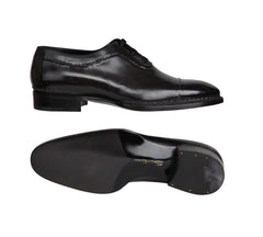 Santoni Charcoal Gray Leather Shoes - Lace Ups - (ST121720217) - Parent