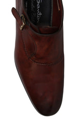 $2600 Santoni Brown Leather Single Monk Strap Shoes - (ST328261) - Parent