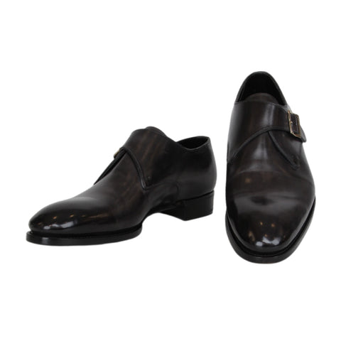 Santoni Dark Gray Single Monk Strap Shoes