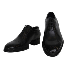 $2810 Santoni Black Leather Cap Toe  - (MV328267) - Parent