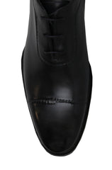 $2810 Santoni Black Leather Cap Toe  - (MV328267) - Parent