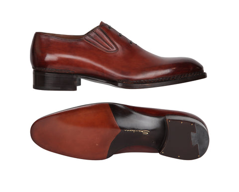 Santoni Brown Lace Tie Loafers