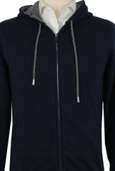 Svevo Parma Dark Blue Cashmere Hooded Sweater - (SV75232) - Parent