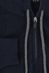 Svevo Parma Dark Blue Cashmere Hooded Sweater - (SV75232) - Parent