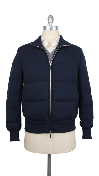 Svevo Parma Dark Blue Cashmere Puffer Jacket - (SV814231) - Parent