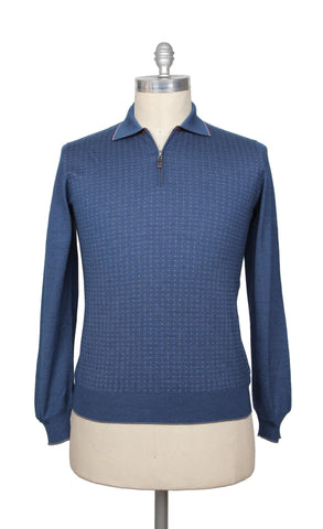 Svevo Parma Blue 1/4 Zip Polo Sweater