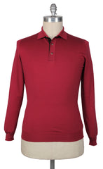 $1175 Svevo Parma Red Cashmere Blend Polo Sweater - (SV31620233) - Parent