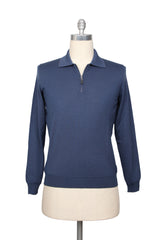 Svevo Parma Dark Blue Wool 1/4 Zip Polo Sweater - (SV928223) - Parent