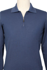 Svevo Parma Dark Blue Wool 1/4 Zip Polo Sweater - (SV928223) - Parent
