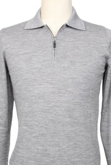 Svevo Parma Light Gray Wool 1/4 Zip Polo Sweater - (SV928224) - Parent