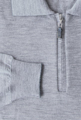 Svevo Parma Light Gray Wool 1/4 Zip Polo Sweater - (SV928224) - Parent