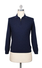 Svevo Parma Dark Blue Wool 1/4 Zip Polo Sweater - (SV31620237) - Parent