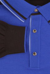 $800 Svevo Parma Blue Wool 1/4 Button Polo Sweater - (SV419253) - Parent