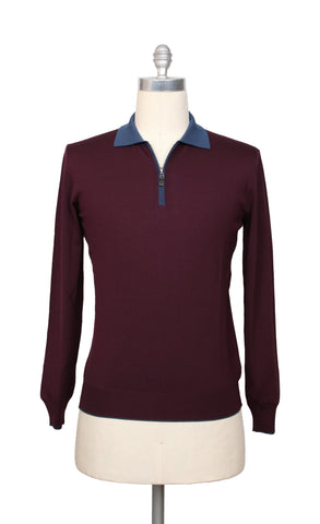 Svevo Parma Burgundy Red 1/4 Zip Polo Sweater