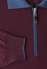 Svevo Parma Burgundy Red Wool 1/4 Zip Polo Sweater - (SV31620236) - Parent