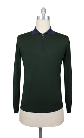 Svevo Parma Dark Green 1/4 Zip Polo Sweater