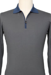Svevo Parma Gray Wool 1/4 Zip Polo Sweater - (SV31620235) - Parent