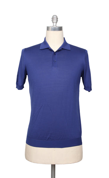 $775 Svevo Parma Blue Solid Cotton Polo - (SV13238) - Parent