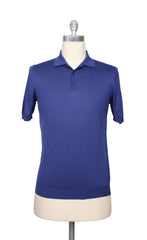 $775 Svevo Parma Blue Solid Cotton Polo - (SV13238) - Parent