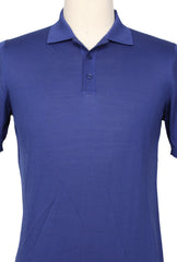 $775 Svevo Parma Blue Solid Cotton Polo - (SV13238) - Parent