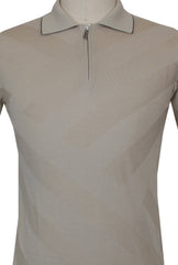 $800 Svevo Parma Light Brown Cotton 1/4 Zip Polo Sweater - (SV215259) - Parent